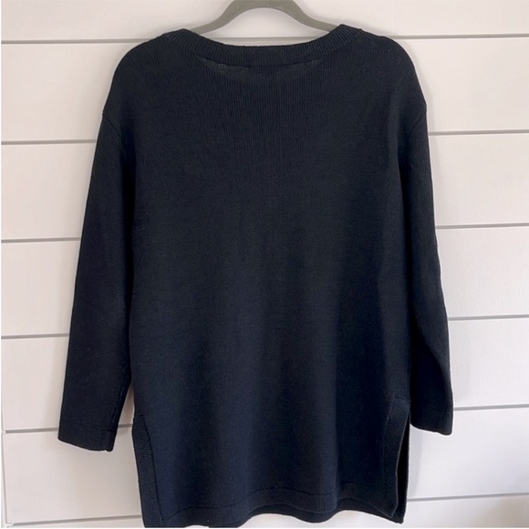 St. John Black Crew Neck Sweater Classic Knit Design - Picture 2 of 5